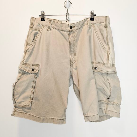 Carhartt Men's Cargo Pockets Beige Relaxed Fit Cotton Shorts 38 Waist 10" Inseam - Picture 1 of 10